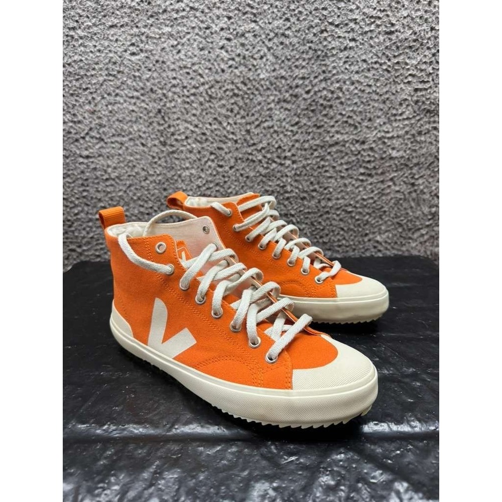Veja Nova High Top Canvas Lace Up Casual Sneakers Orange White Mens Size 8 US
